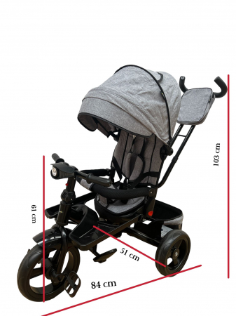 Tricicleta cu scaun reversibil si pozitie de somn, SL02 - Negru cu aripi aurii [16]