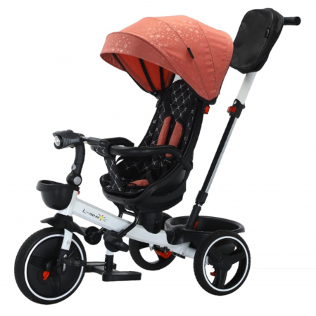 La plimbare - Tricicleta pliabila cu muzica, cu pozitie de somn si scaun reversibil, SL01 - rosu