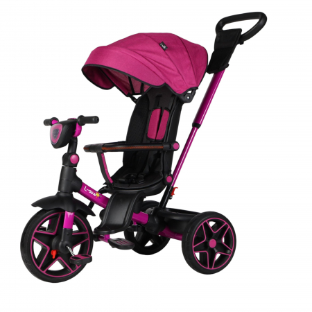 La plimbare - Tricicleta reversibila, evolutiva, cu pozitie de somn, roata cauciuc, cu lumini si muzica, SL05 Mov