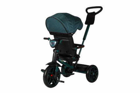 Tricicleta reversibila, evolutiva, cu pozitie de somn, roata cauciuc, cu lumini si muzica, SL05 Verde [4]