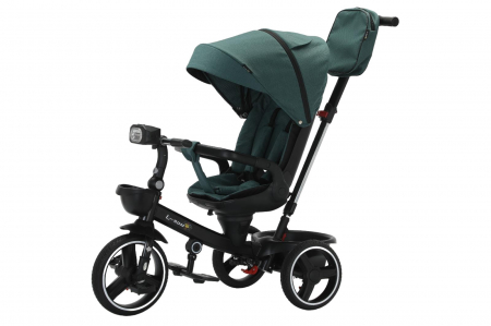 La plimbare - Tricicleta reversibila, evolutiva, cu pozitie de somn, roata cauciuc, cu lumini si muzica, SL06 verde