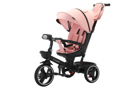 La plimbare - Tricicleta reversibila, evolutiva, cu pozitie de somn, roata cauciuc, cu lumini si muzica, SL06 roz