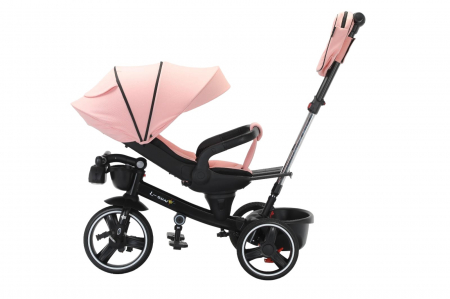 La plimbare - Tricicleta reversibila, evolutiva, cu pozitie de somn, roata cauciuc, cu lumini si muzica, SL06 roz