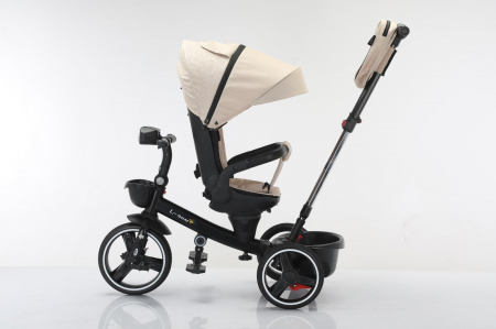 Tricicleta reversibila, evolutiva, cu pozitie de somn, roata cauciuc, cu lumini si muzica, SL06 crem [6]