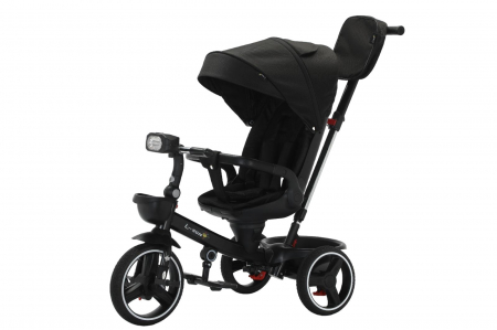 La plimbare - Tricicleta reversibila, evolutiva, cu pozitie de somn, roata cauciuc, cu lumini si muzica, SL06 negru