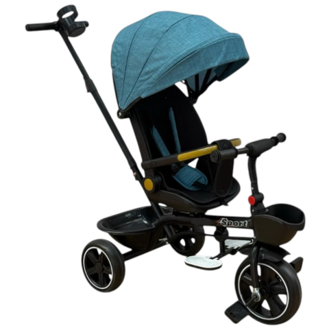 Triciclete - Tricicleta X1 Verde, cu maner parental, scaun reversibil, pliabila, pozitie de somn