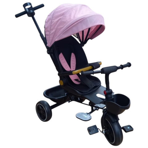 Tricicleta X1 Roz, cu maner parental, scaun reversibil, pliabila, pozitie de somn [8]