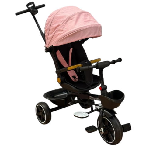 Triciclete - Tricicleta X1 Roz, cu maner parental, scaun reversibil, pliabila, pozitie de somn