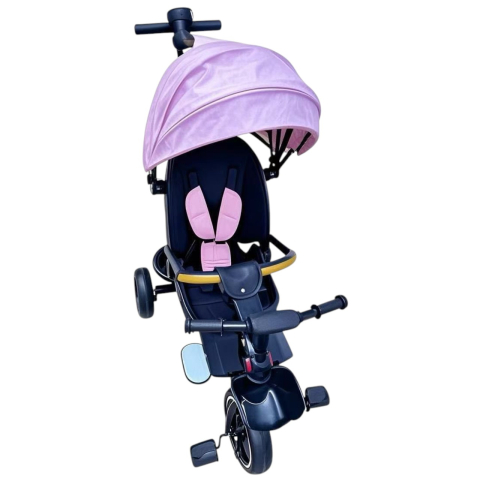 Tricicleta X1 Roz, cu maner parental, scaun reversibil, pliabila, pozitie de somn [7]