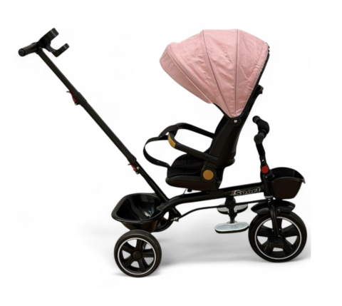 Tricicleta X1 Roz, cu maner parental, scaun reversibil, pliabila, pozitie de somn [4]