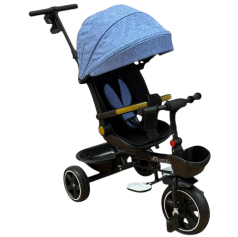 Triciclete - Tricicleta X1 Albastru, cu maner parental, scaun reversibil, pliabila, pozitie de somn