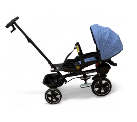 Triciclete - Tricicleta X1 Albastru, cu maner parental, scaun reversibil, pliabila, pozitie de somn