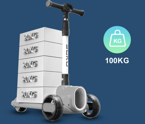 Trotineta 2022 roz, cu scaun, 3 roti LED, muzica, pliabila, reglabila, 3-12 ani [7]