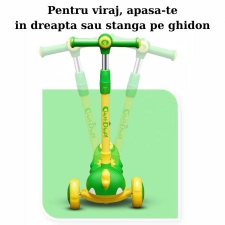 Trotineta 6 in 1, TR36 Dinozaurul Verde, cu maner de impins si bare de protectie 2-12 ani [6]