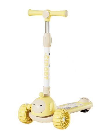 Trotinete pentru copii - Trotineta copii C Sport 807 Galben, pliabila, lumini LED si muzica, 3 roti, 3-8 ani