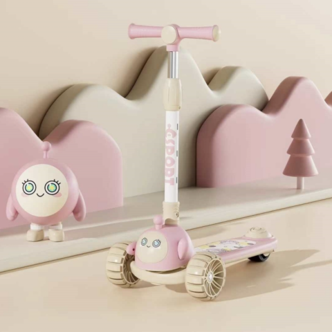 Trotineta copii C Sport 807 Roz, pliabila, lumini LED si muzica, 3 roti, 3-8 ani [2]