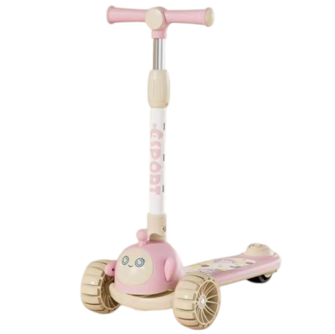 Trotinete pentru copii - Trotineta copii C Sport 807 Roz, pliabila, lumini LED si muzica, 3 roti, 3-8 ani