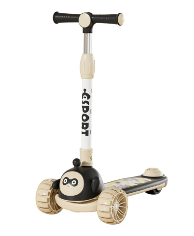 Trotinete pentru copii - Trotineta copii C Sport 807 Negru, pliabila, lumini LED si muzica, 3 roti, 3-8 ani