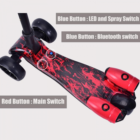 Trotineta cu aburi, sunete si lumini, cu Bluetooth si cablu USB, TR07, rosu [9]