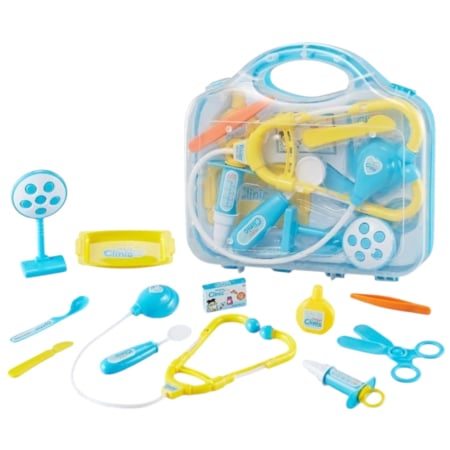 Jocuri si Jucarii - Trusa Doctor din Plastic cu Valiza Transparenta, bleu