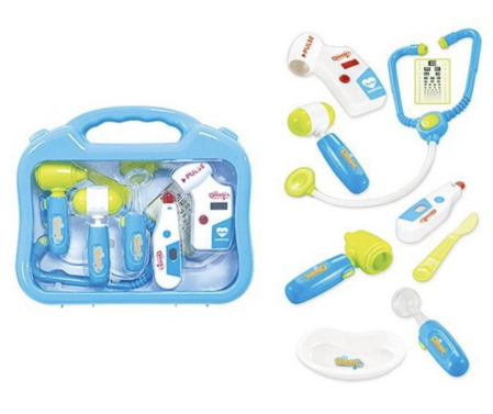 Jocuri si Jucarii - Trusa medicala de jucarie in valiza cu stetoscop, seringa si accesorii de doctor, bleu, plastic