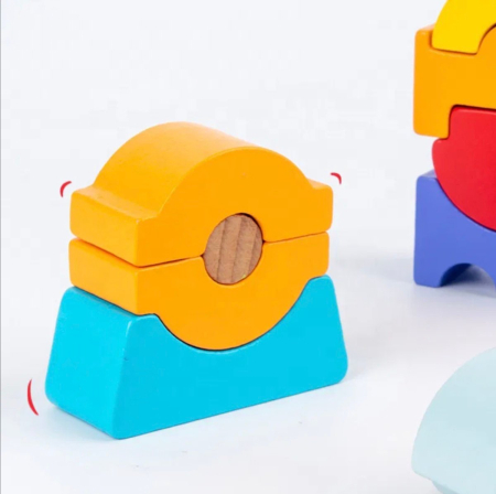 Turnul Piramida de stivuit, multicolor, din lemn [4]