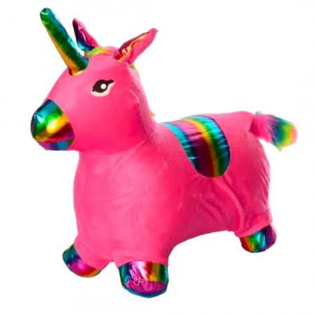 Jucarii interactive - Unicorn gonflabil cu husa de plus, cu sunete si lumini, roz