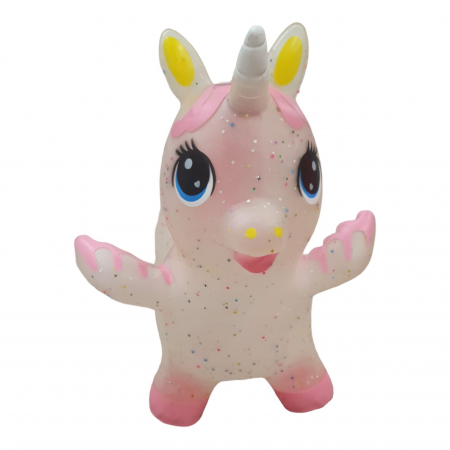 Jucarii interactive - Unicorn gonflabil transparent, cu sclipici, cu muzica si lumini