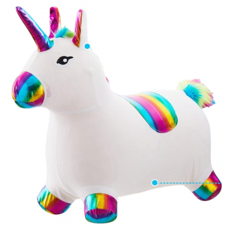 Unicorn gonflabil cu husa de plus, cu sunete si lumini, alb Jucarii educative si interactive - Unicorn gonflabil cu husa de plus, cu sunete si lumini, alb