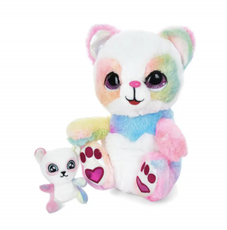 Jucarii din plus interactive - Ursulet Panda cu pui, cu senzori pentru miscare, 5 melodii, din plus, curcubeu