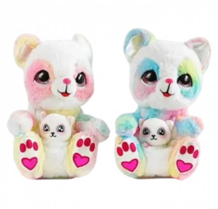 Ursulet Panda cu pui, cu senzori pentru miscare, 5 melodii, din plus, curcubeu [4]