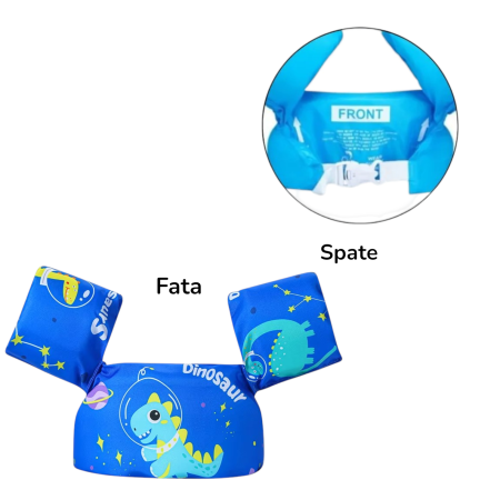 Jocuri si Jucarii - Vesta de inot cu Aripioare, Flotabilitate ridicata, Dino albastru