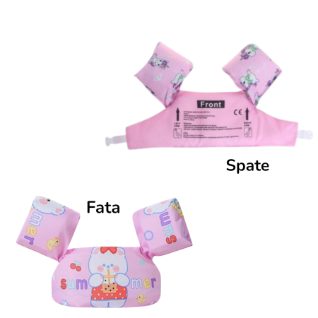 Jocuri si Jucarii - Vesta de inot cu Aripioare, Flotabilitate ridicata, Ursulet roz