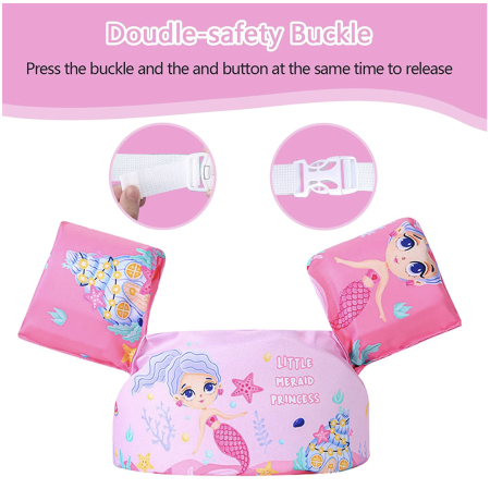 Jocuri si Jucarii - Vesta de inot cu Aripioare, Flotabilitate ridicata, Sirena roz