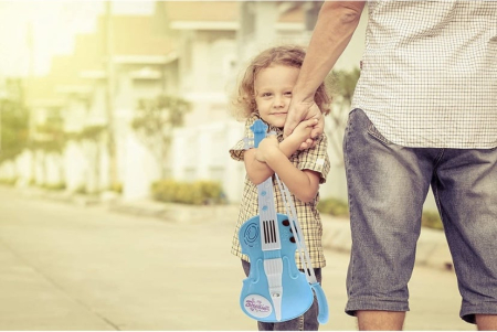Vioara de jucarie cu arcus, sunete si lumini, bleu [2]