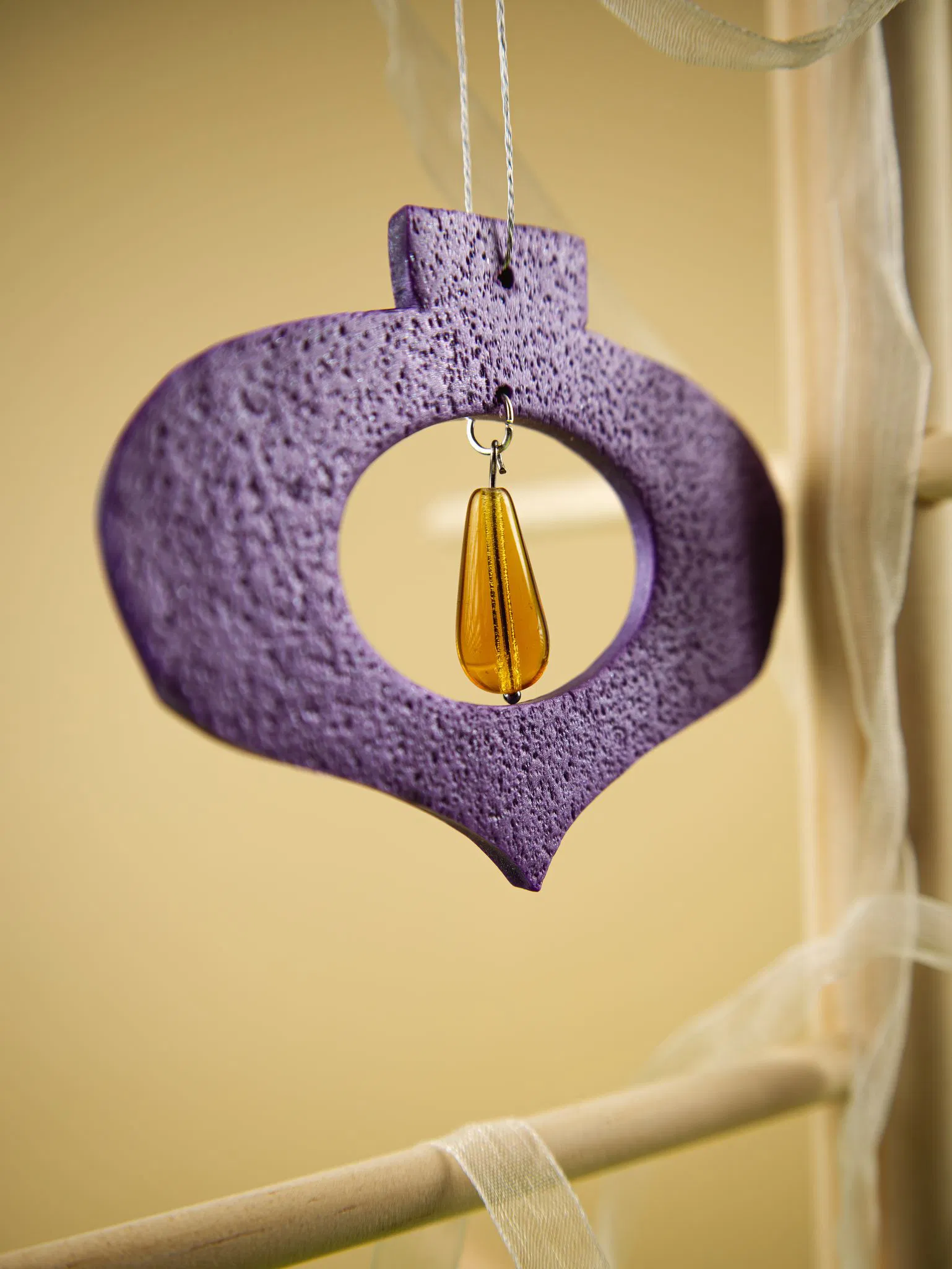 Set 3 Ornamente de Crăciun cu Mărgele – Roșu, Verde și Mov [3]