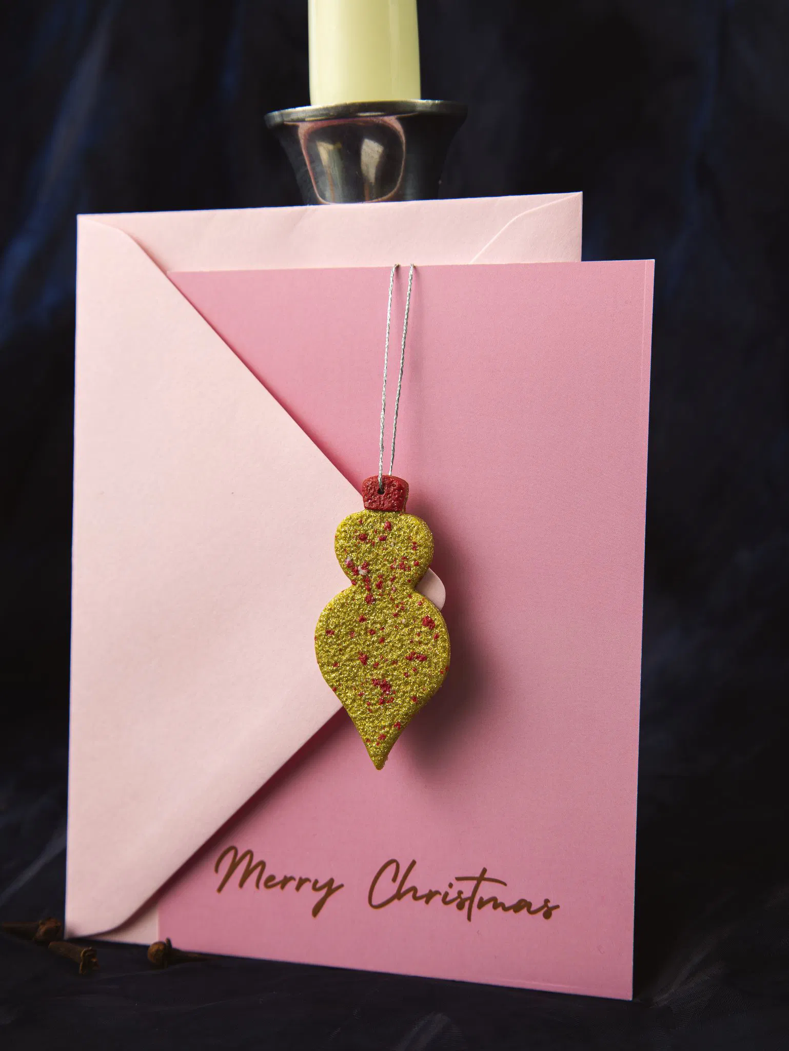 SHOP - Felicitare Crăciun cu Ornament din Lut Polimeric și Plic Asortat