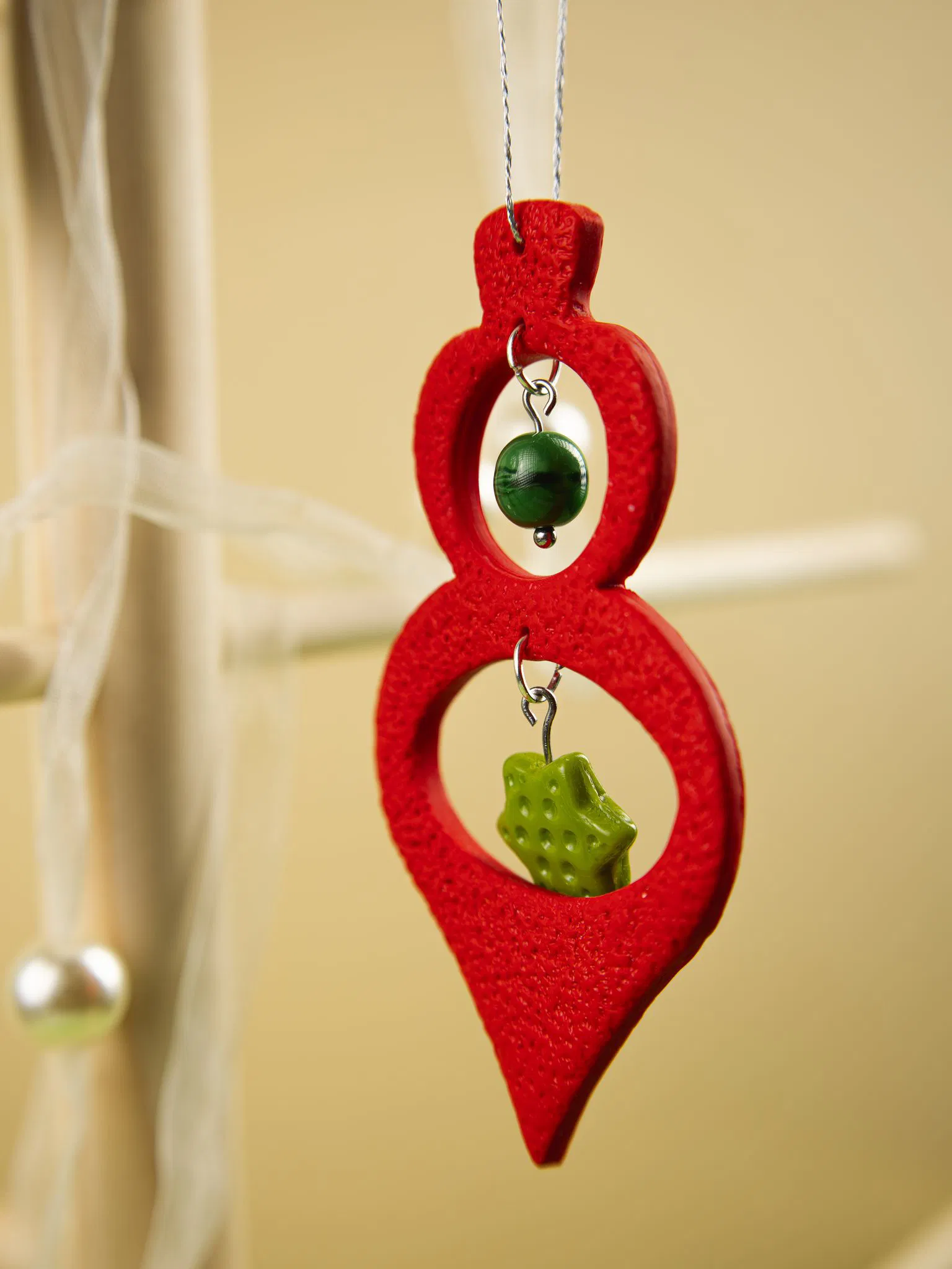 Set 3 Ornamente de Crăciun cu Mărgele – Roșu, Verde și Mov [1]