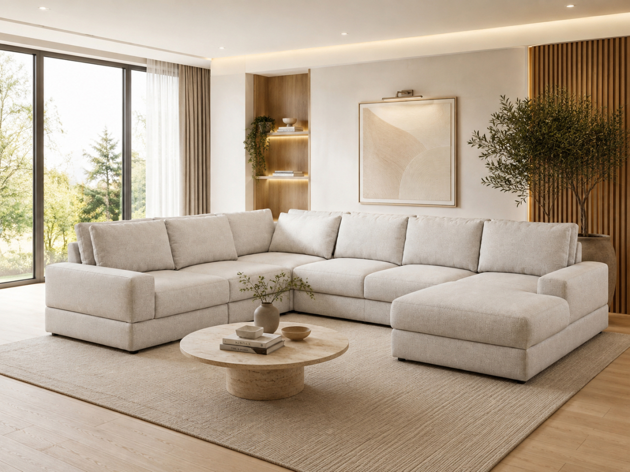 Colțar modular Aria U extensibil cu ladă de depozitare în stofă premium [2]