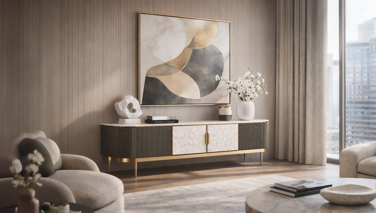 Comoda TV Stilig 905B cu blat de marmura [7]