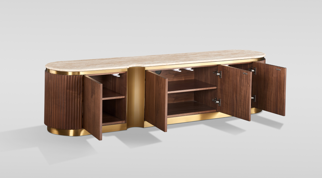 Comoda TV Stilig 916D cu blat de travertin natural [4]