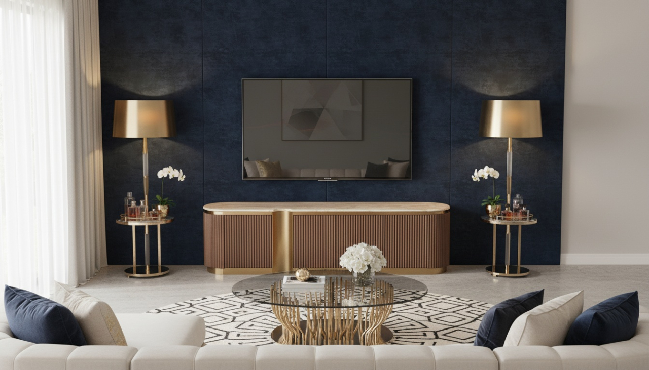 Comoda TV Stilig 916D cu blat de travertin natural [1]