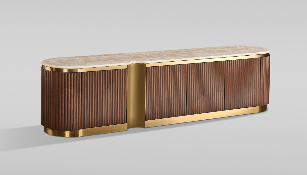 Comoda TV Stilig 916D cu blat de travertin natural [3]