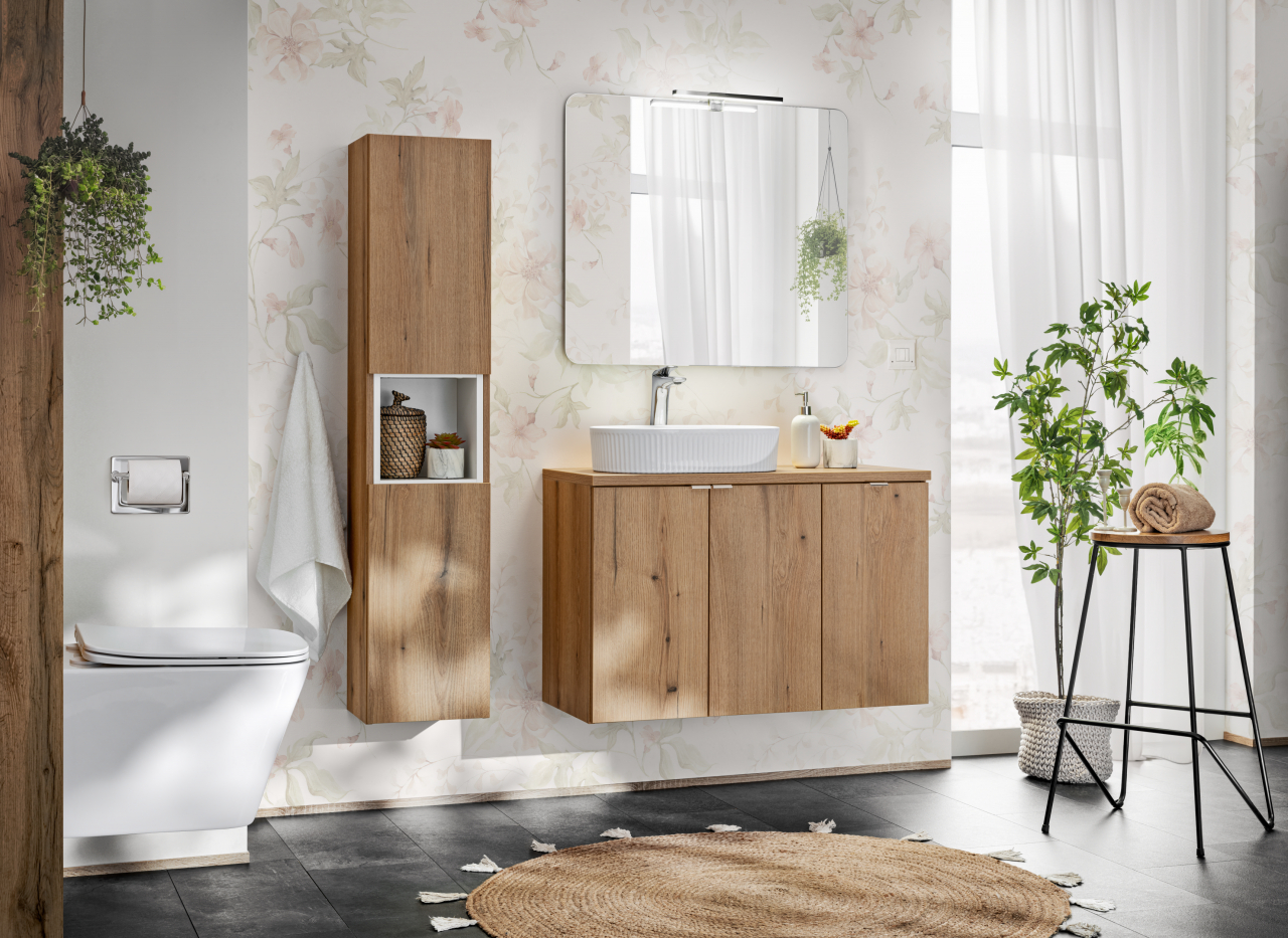 Set Baie Nova Oak 90 cm cu Cos de rufe [2]