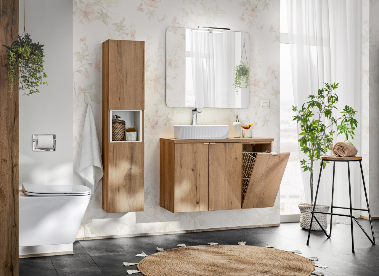 Set Baie Nova Oak 90 cm cu Cos de rufe [1]