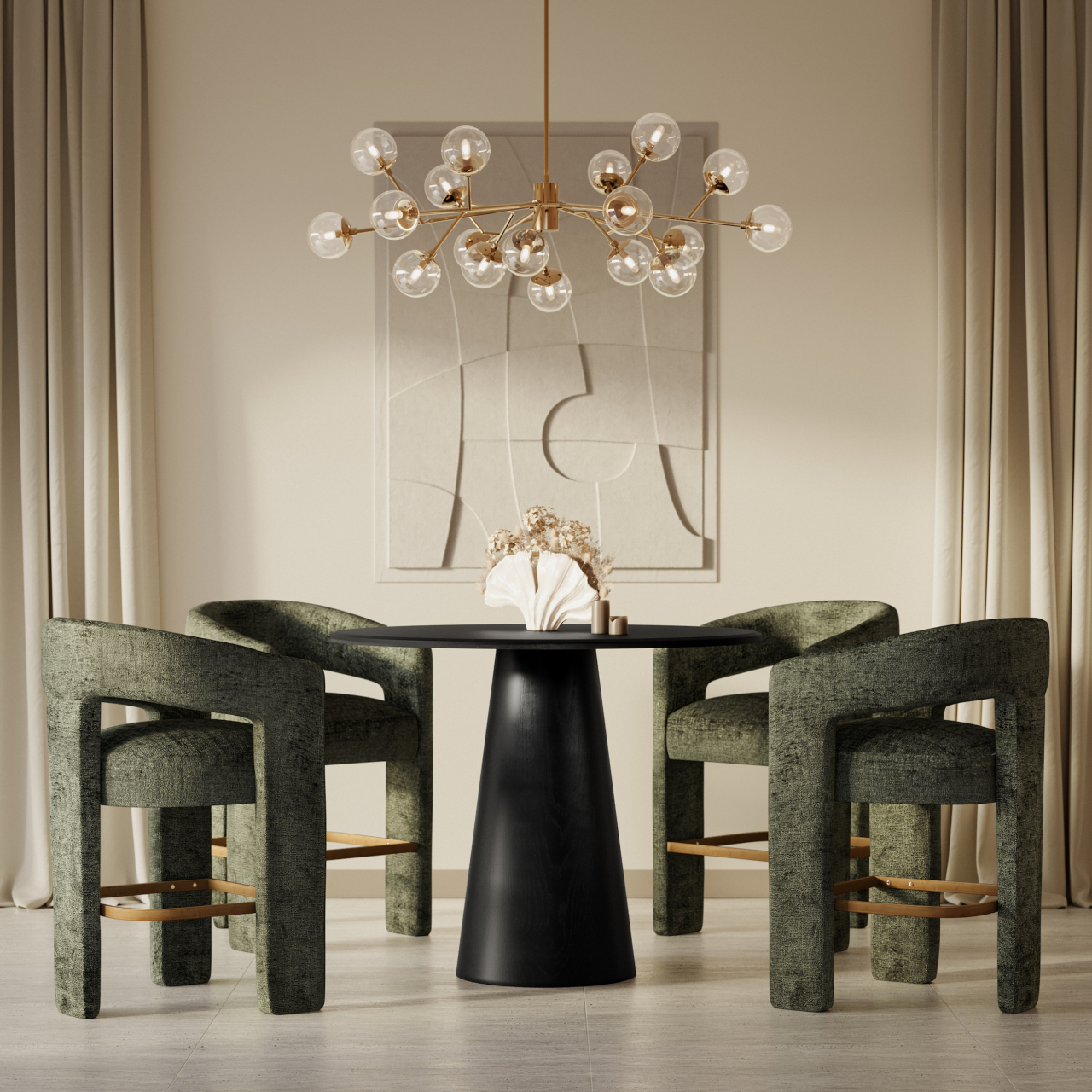 Scaun Inalt Leith Tapitat Verde Olive [2]