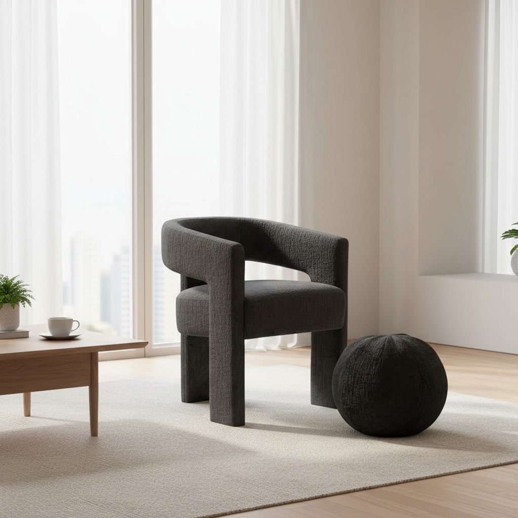 Scaun Leith Tapitat Negru [13]