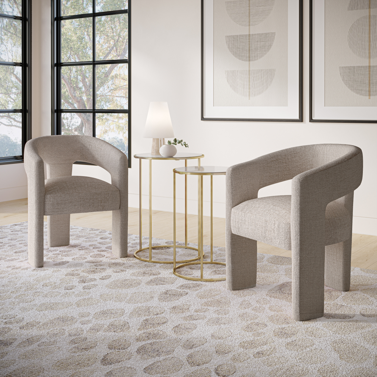 Scaun Leith Tapitat Taupe [10]