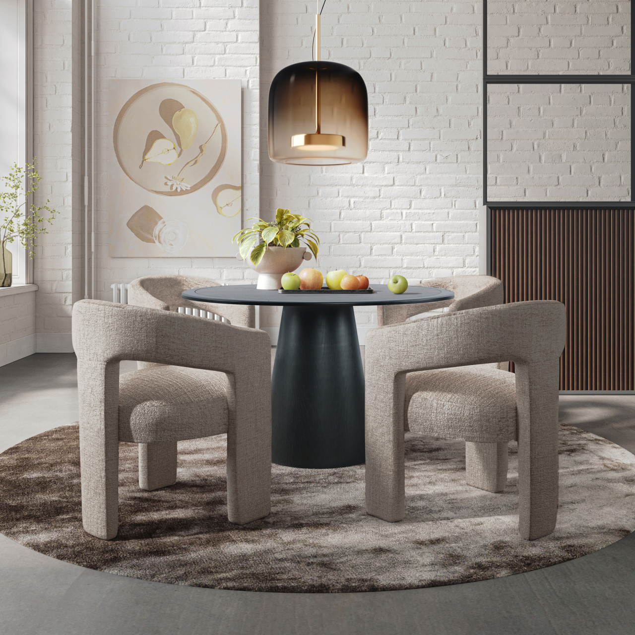 Scaun Leith Tapitat Taupe [9]