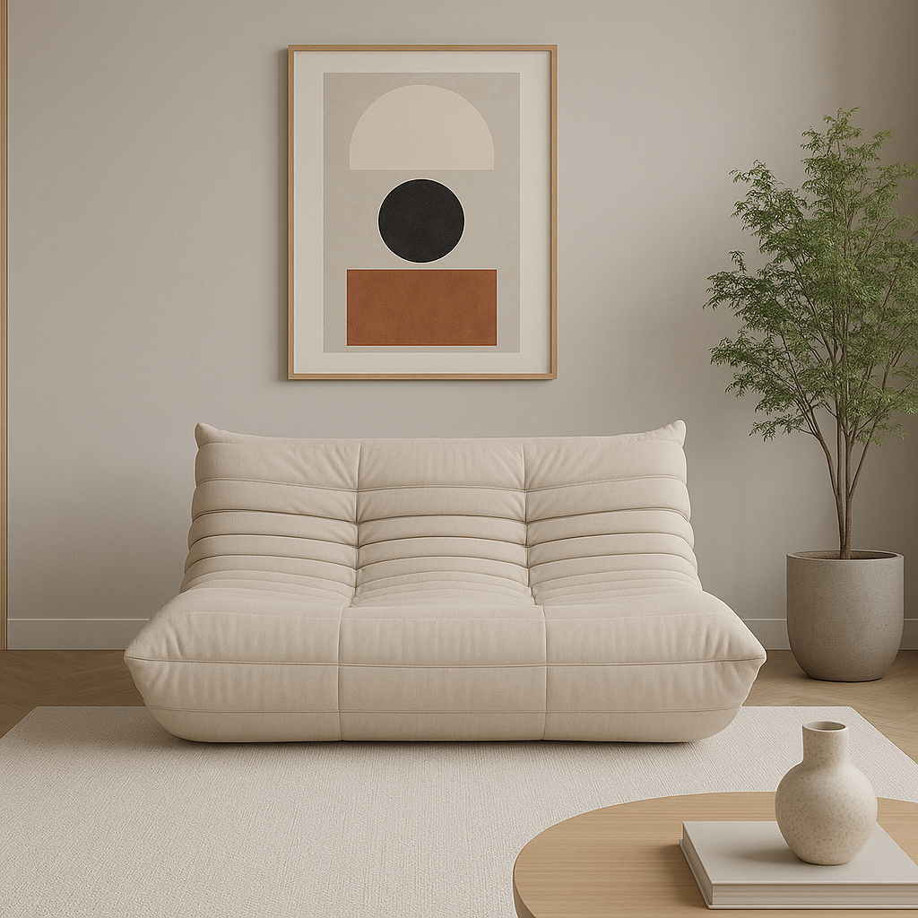 Canapea Nua si Taburet Bej Deschis [13]